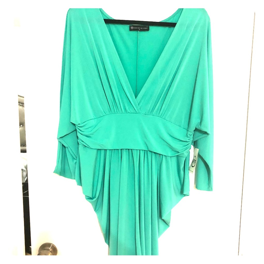3/4 Sleeve Drape Side Dress